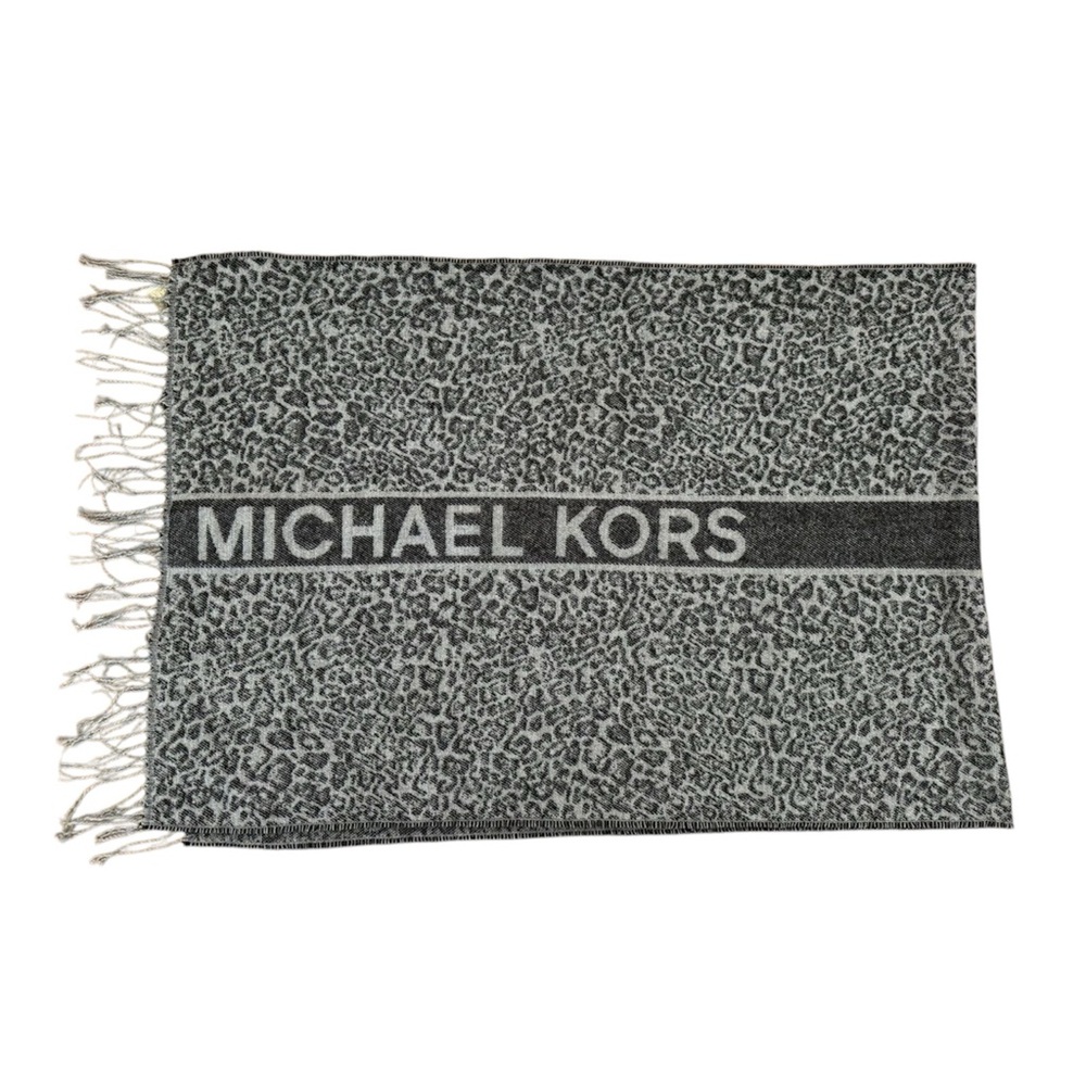 Michael Kors Grey Leopard Print Scarf